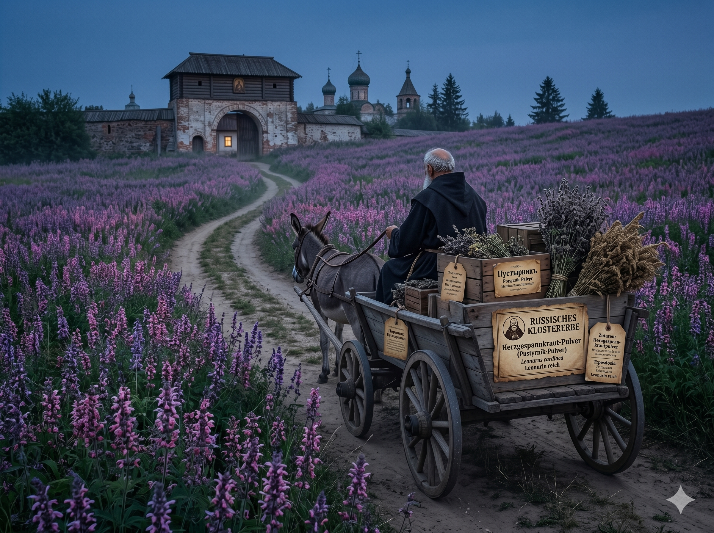 Herzgespannkraut Mönche mit Eselkarren