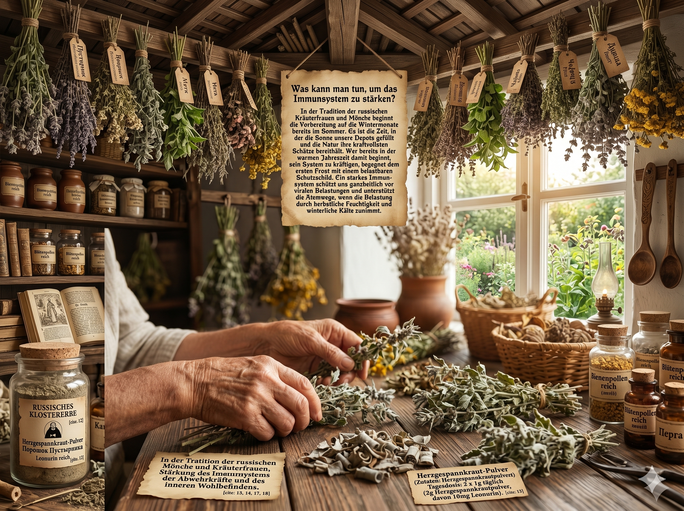 Kräuter mit Kräuterfrau Hände